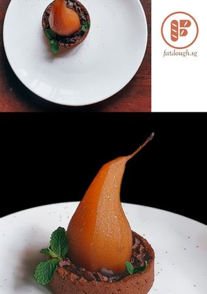 A picture of Poire Belle Hélène Chocolate Tart.