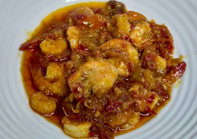 Udang asam manis bumbu dasar merah dan bumbu dasar bawang