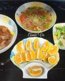 Cơm nhà với các món tép khô