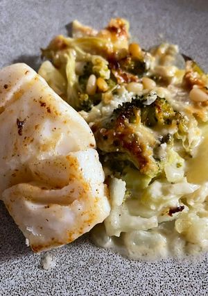 A picture of Potato and Broccoli Gratin 🥦 Caribbean-Style Cod Fillet.