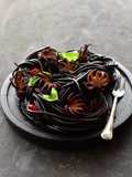 Marinated Baby Octopus and Squid Ink Pasta