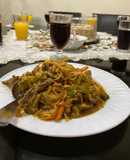 TALLARÍN SALTADO, carne, pollo, cerdo