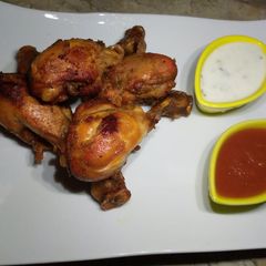 Crispy tandoori chicken drumsticks A picture of Crispy tandoori chicken drumsticks.