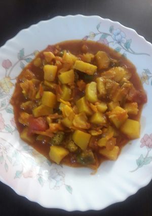 عکسی از دستور خوراک بامیه و کدو
