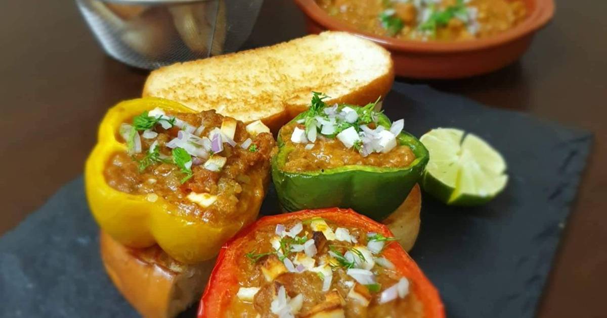 Pav bhaji stuffed capsicum Recipe by Mona Santosh Cookpad