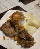 Estofado carne vacuno con arroz y papitas naturales