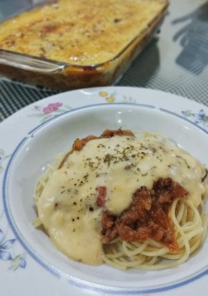 Foto resep Spaghetti bolognese brulee