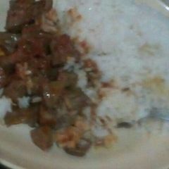 White Rice with Stewed Liver A picture of White Rice with Stewed Liver.