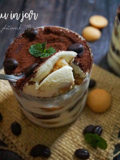 Foto resep Tiramisu in jar (no bake, egg drops) mudah dan anti gagal