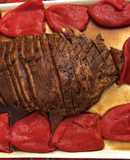 Presa de cerdo ibérico al Pedro Ximénez con pimientos piquillo