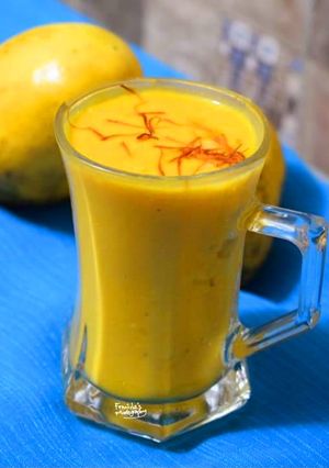 A picture of Saffron mango milkshake.