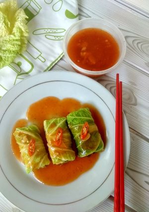 Foto resep Sawi putih gulung isi ayam tahu