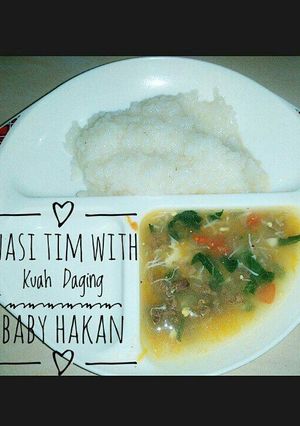 Foto resep Nasi Tim With Kuah Daging(6m+)