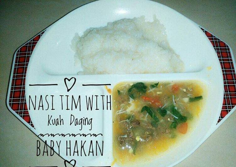 Langkah Mudah untuk Membuat Nasi Tim With Kuah Daging(6m+) yang Sempurna