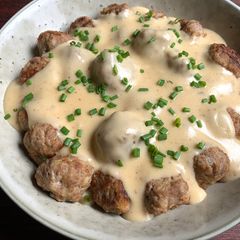 A picture of Meatballs with Sour Cream Gravy.