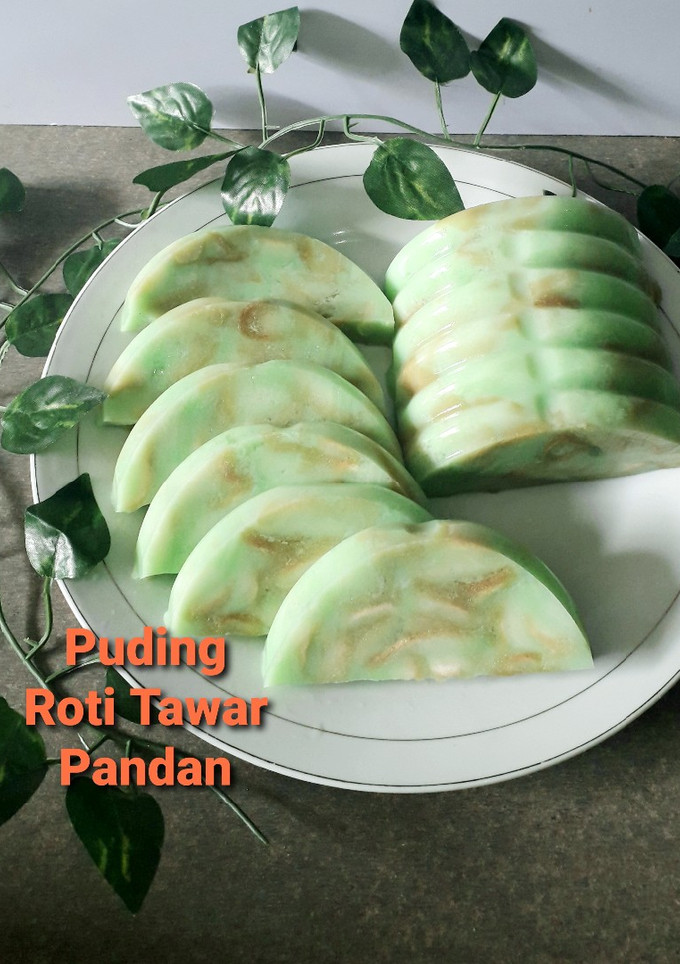 Foto resep Puding Roti Tawar Pandan