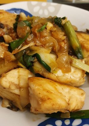 【透食】雙蔥紅燒龍虎斑 的食譜成品照片