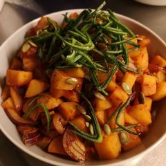 A picture of Sambal chili potatoes.