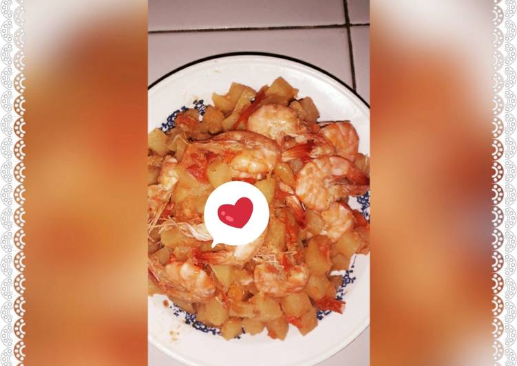 Cara Gampang Menyiapkan Kentang Balado Udang 🦐 yang Lezat