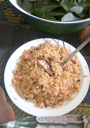 A picture of Jolof rice and beans.