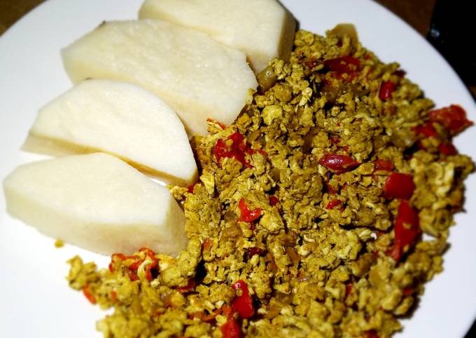 Steps to Prepare Jamie Oliver Boiled yam nd egg sauce