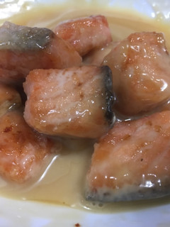 A picture of Salmon with Oyster Mayonnaise Sauce.