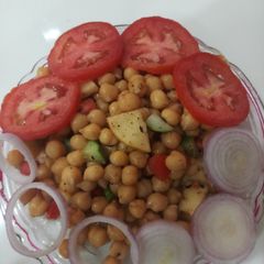 Chana mix fruit chat A picture of Chana mix fruit chat.