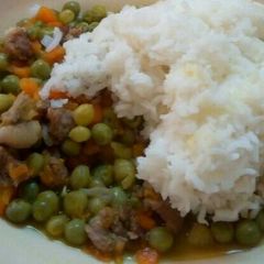 A picture of Beef and minji stew with rice.