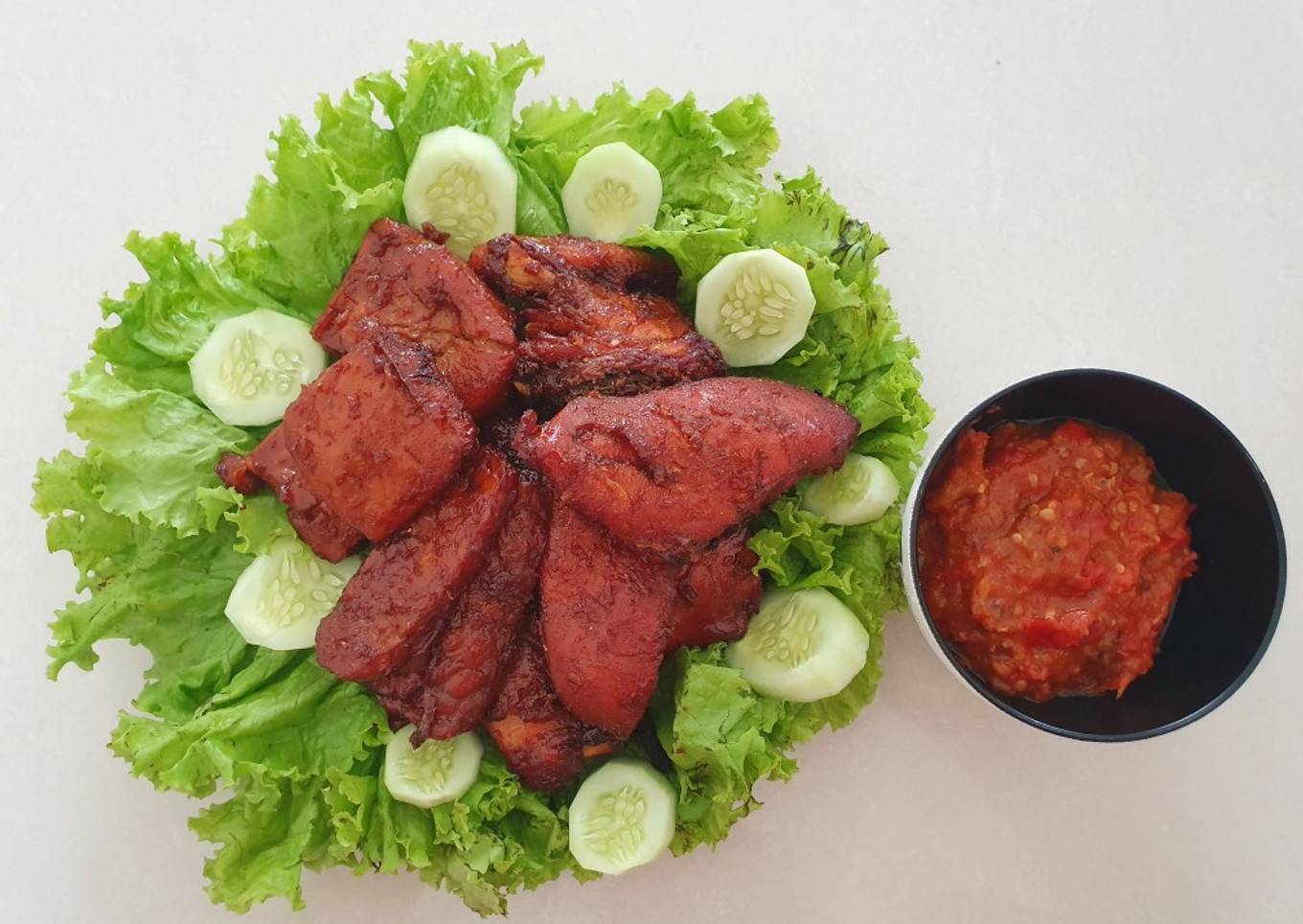 Ayam, Tahu, Tempe Bakar Madu Oven + Sambal Tomat