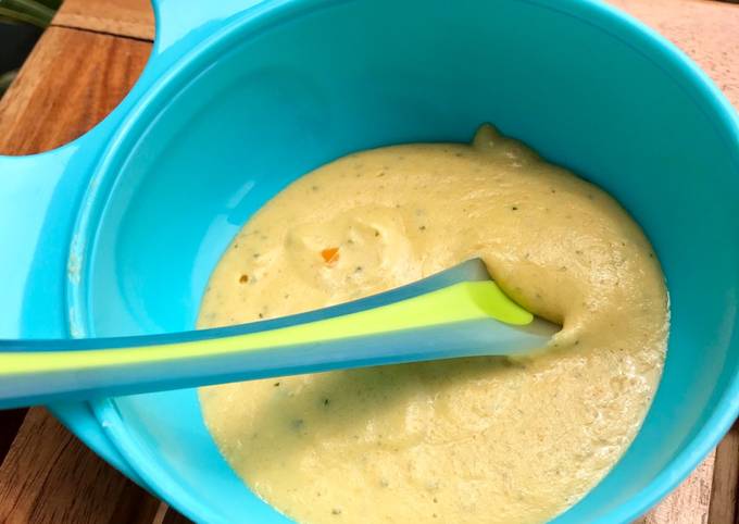 Mpasi 6 bulan salmon cream cheese, wortel, zuchinni