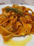 Pappardelle con Calamari, Asparagi e Pomodorini