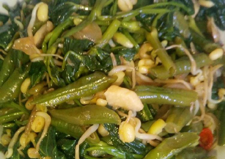 Tumis Kangkung, taoge dan kacang panjang
