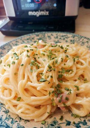 Une photo de Pâtes Spaghettis à la carbonara (façon française) au Cook Expert