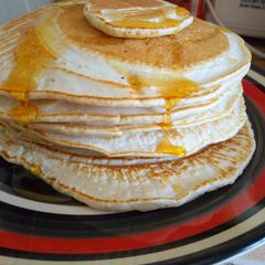 A picture of American Pancakes With Chocolate Chips.
