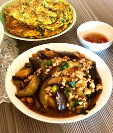 cà tím xào thịt băm