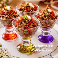 A picture of Salad with Boiled Beef and Pickled Honey Mushrooms.