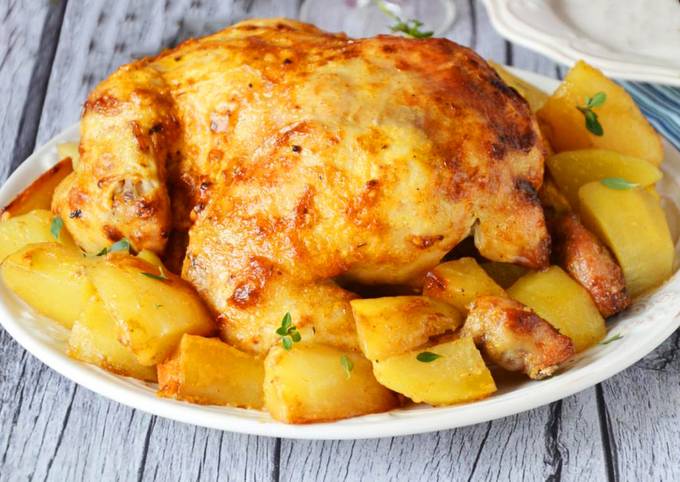 Курица с картошкой, чесноком и сыром для всей семьи, пошаговый рецепт с фото на ккал