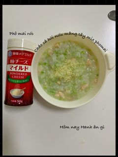 Hình của món Cháo cá hồi măng tây mix phomai.
