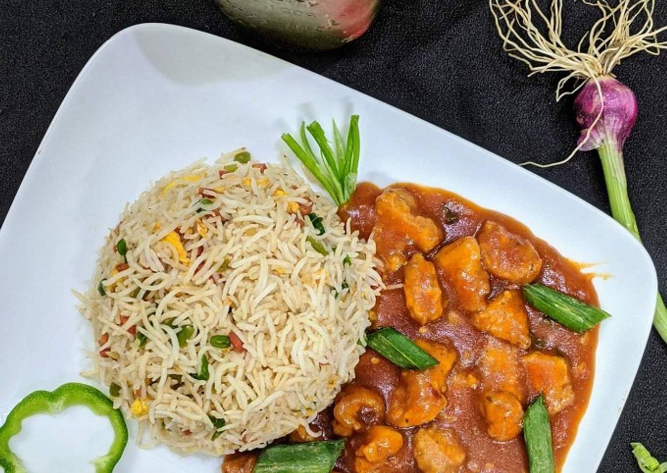 Chicken Manchurian with Chinese Rice