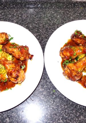 A picture of Grilled Chicken Wing Drumettes with Soy Honey Sauce.