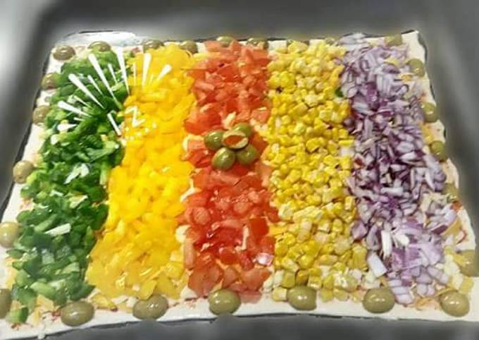 Recipe of Favorite 🍕🌈 Rainbow Pizza 🌈🍕