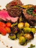 Roasted Brussel Sprout, and Rocoto Capers and Bay Leaves Beef Tenderloin - Lomo en Laurel y Coles