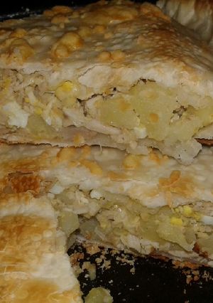 Una foto de Tarta de Pollo, huevos, papa y queso 🌟