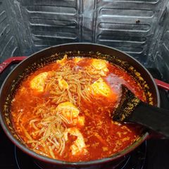A picture of Sundubu Jjigae (순두부찌개) Korean tofu stew.