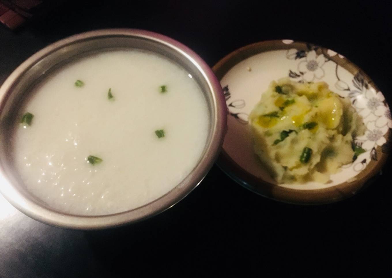 Oriya Pakhala with mashed aloo