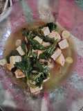 Tumis daun ginseng tahu