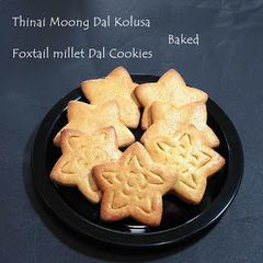 A picture of Thinai Moong Dal Kolusa / Foxtail Millet Moong Dal Cookies.