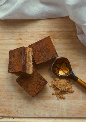 A picture of Dark Chocolate Caramel Slices.