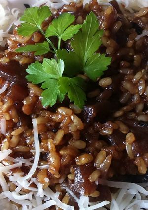 Una foto de Risotto de remolacha