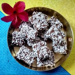 Uttarakhand famous sweet bal mithai | chocolate barfi A picture of Uttarakhand famous sweet bal mithai | chocolate barfi.